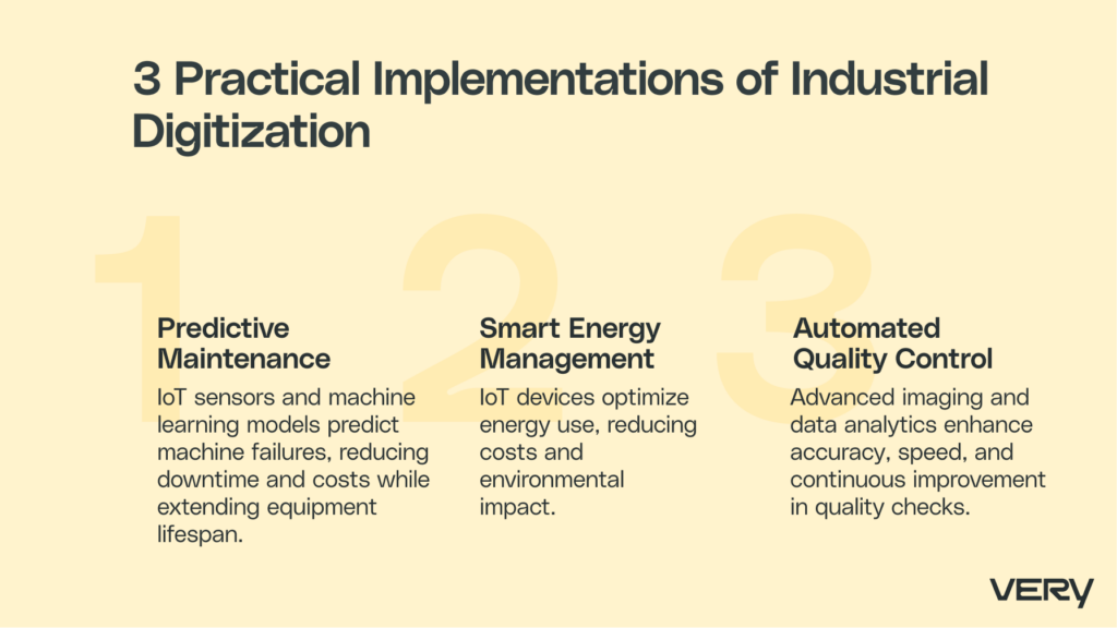 Predictive Maintenance, Smart energy management, and automated quality control.